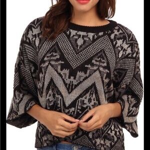 FP Movement by Free People Black and Gray Geometric Sweater oversized Xs